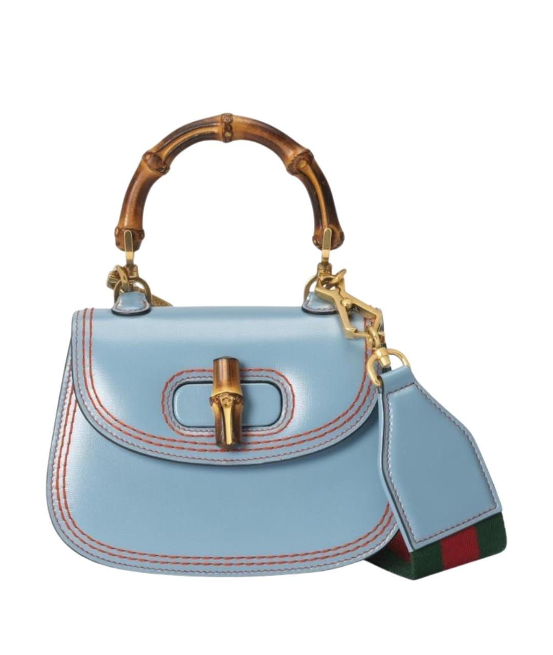 GUCCI Голубая кожаная сумка через плечо, фото 1