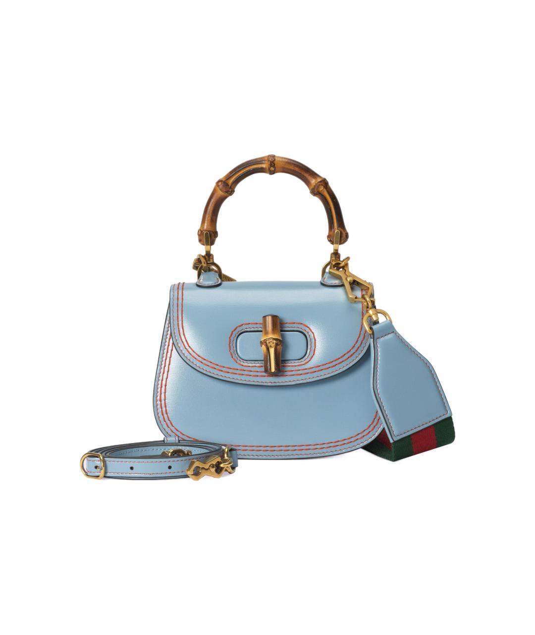 GUCCI Голубая кожаная сумка через плечо, фото 3