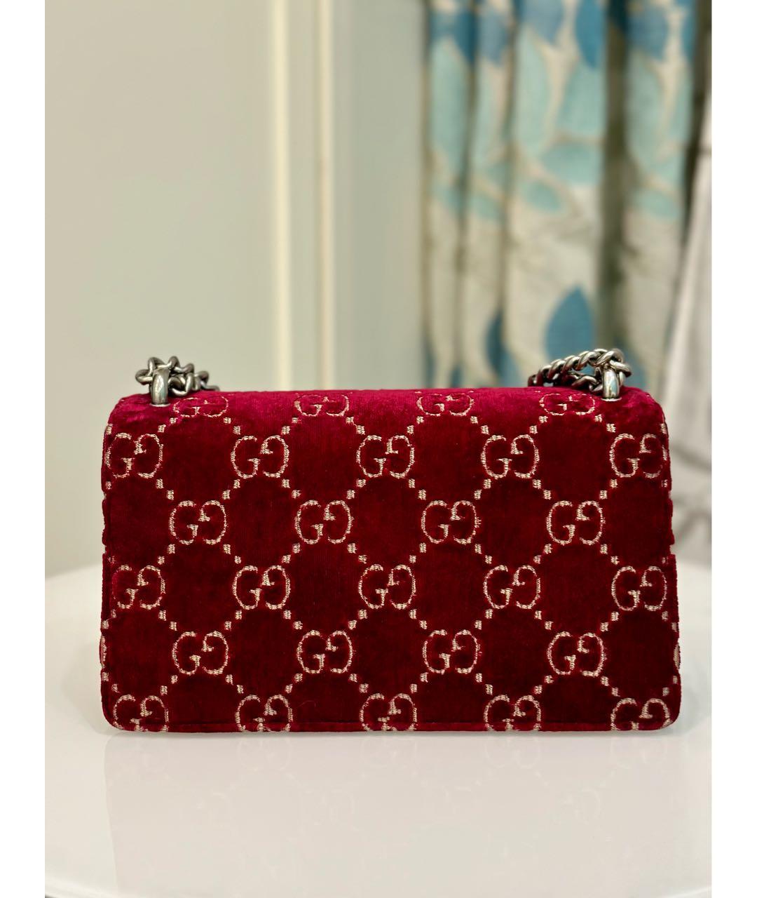 GUCCI Бордовая бархатная сумка через плечо, фото 3