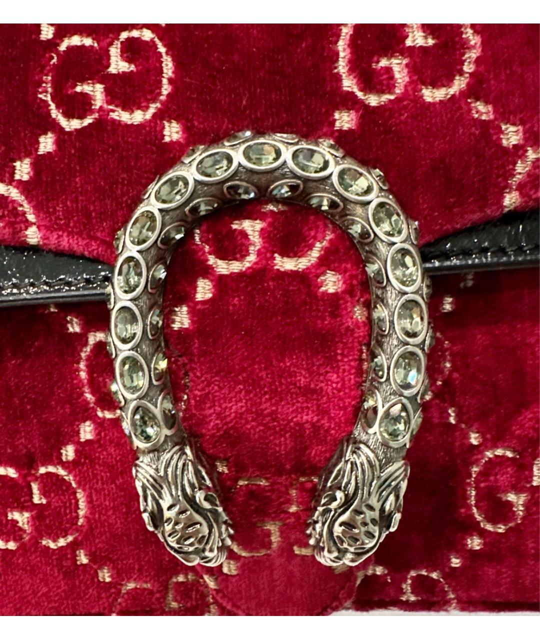 GUCCI Бордовая бархатная сумка через плечо, фото 6