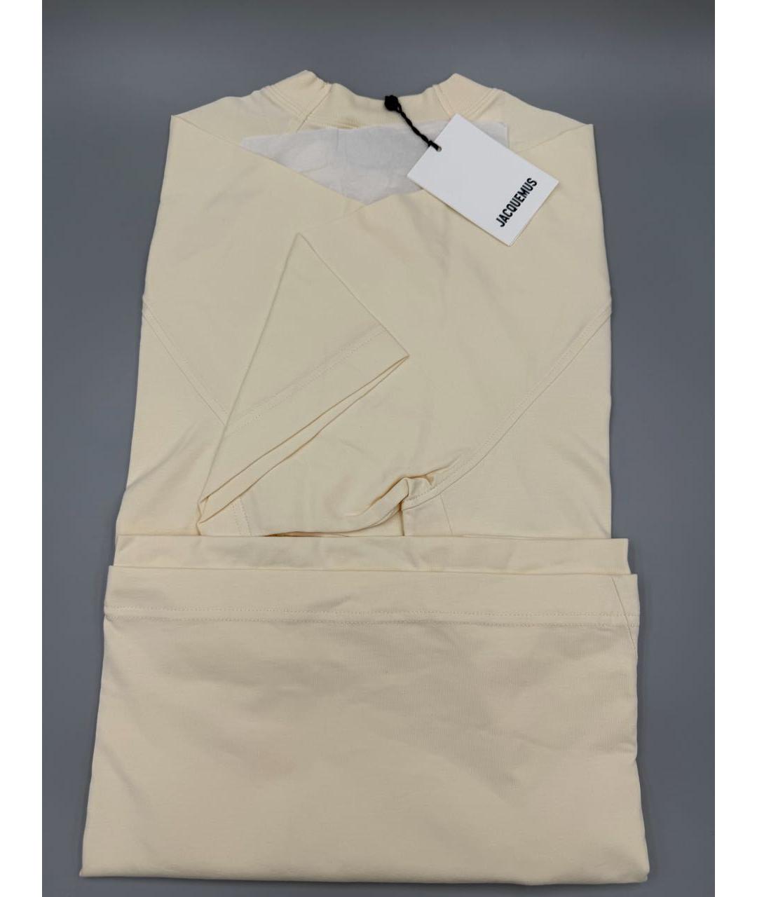 JACQUEMUS Бежевая хлопковая футболка, фото 4