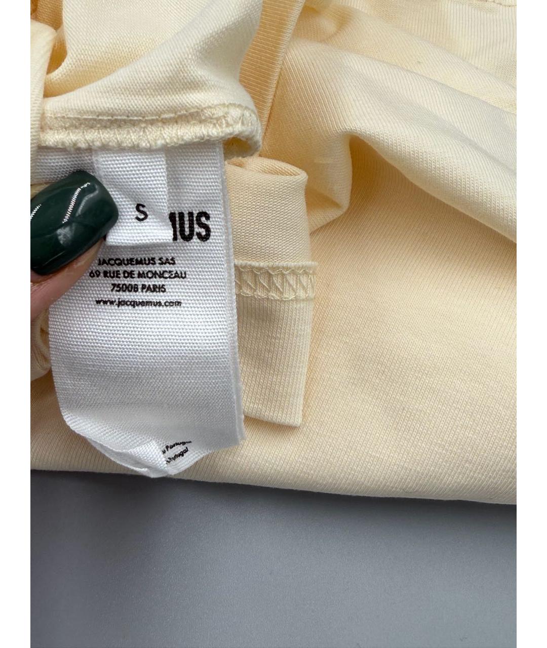 JACQUEMUS Бежевая хлопковая футболка, фото 5