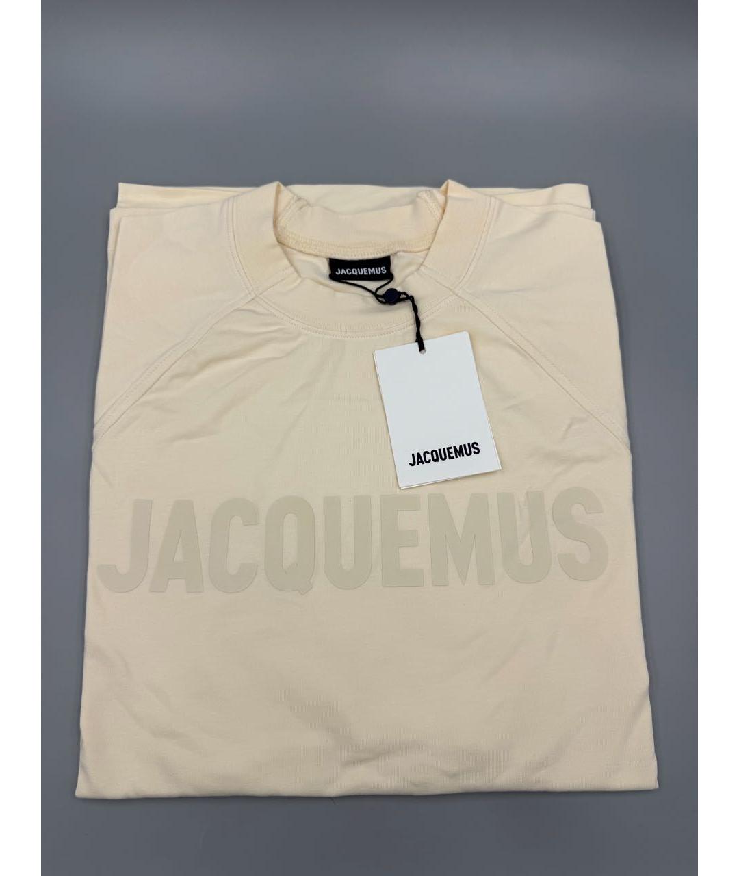 JACQUEMUS Бежевая хлопковая футболка, фото 2