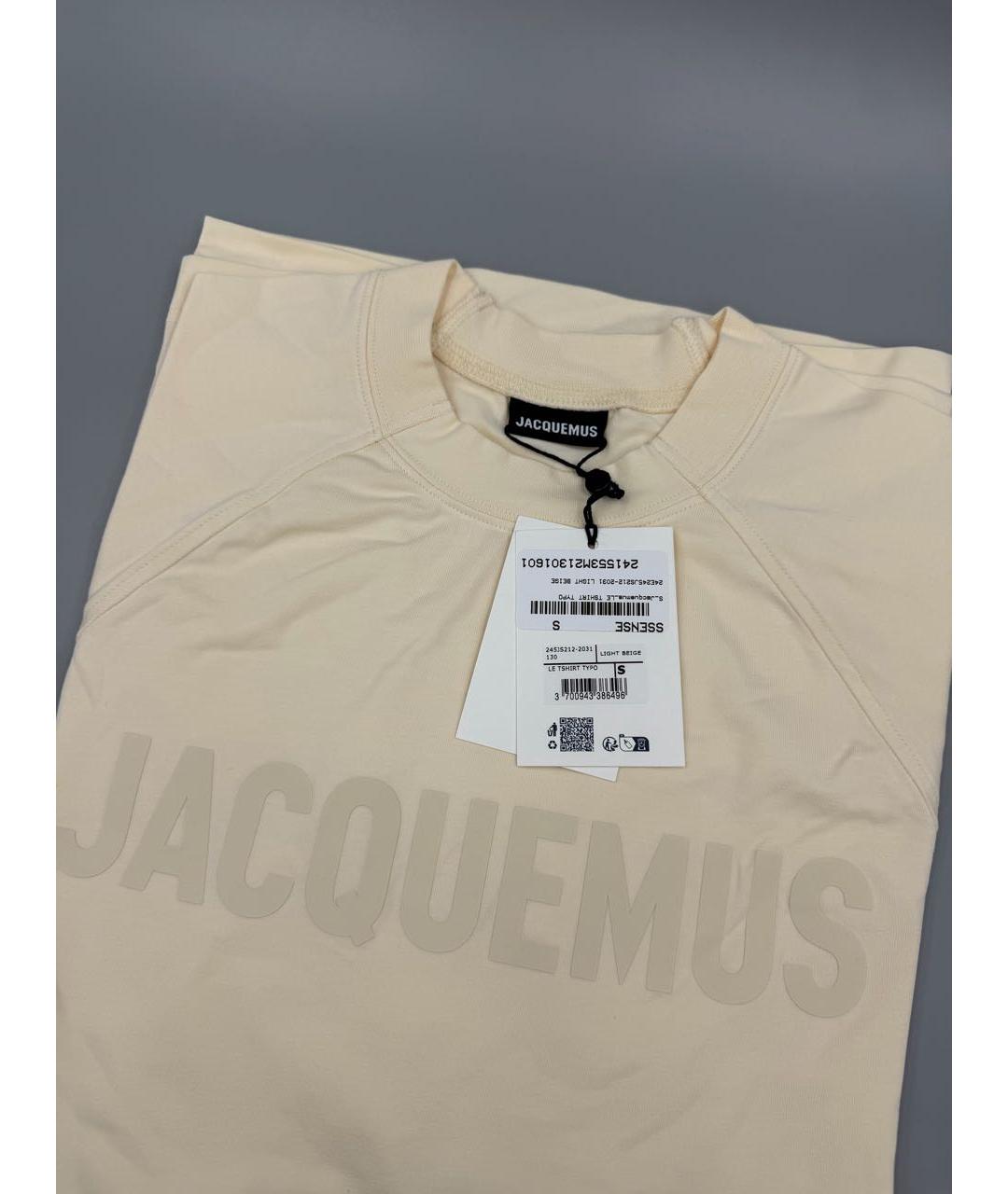 JACQUEMUS Бежевая хлопковая футболка, фото 3