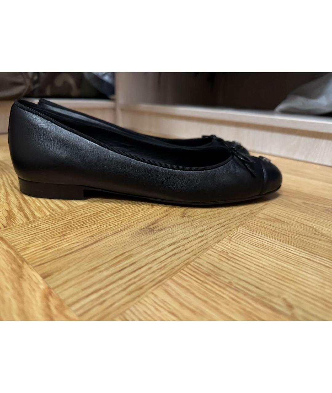CHANEL Черные кожаные балетки, фото 9