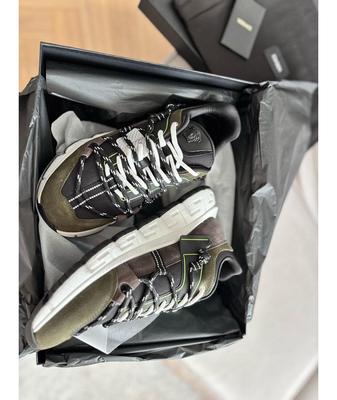 VERSACE Черные замшевые низкие кроссовки / кеды, фото 8