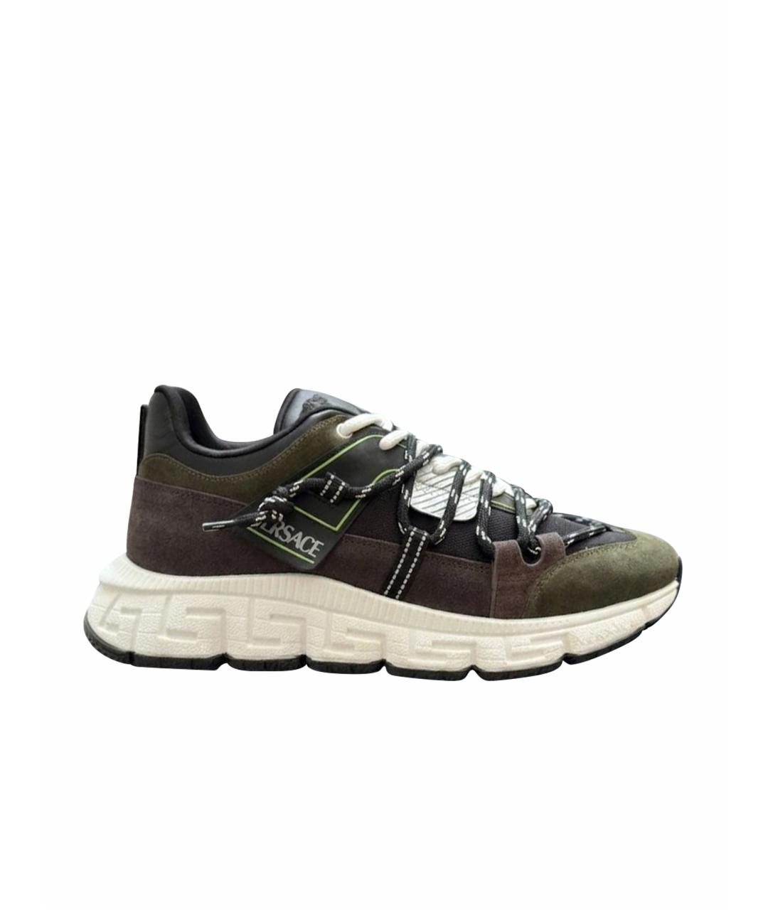 VERSACE Черные замшевые низкие кроссовки / кеды, фото 1