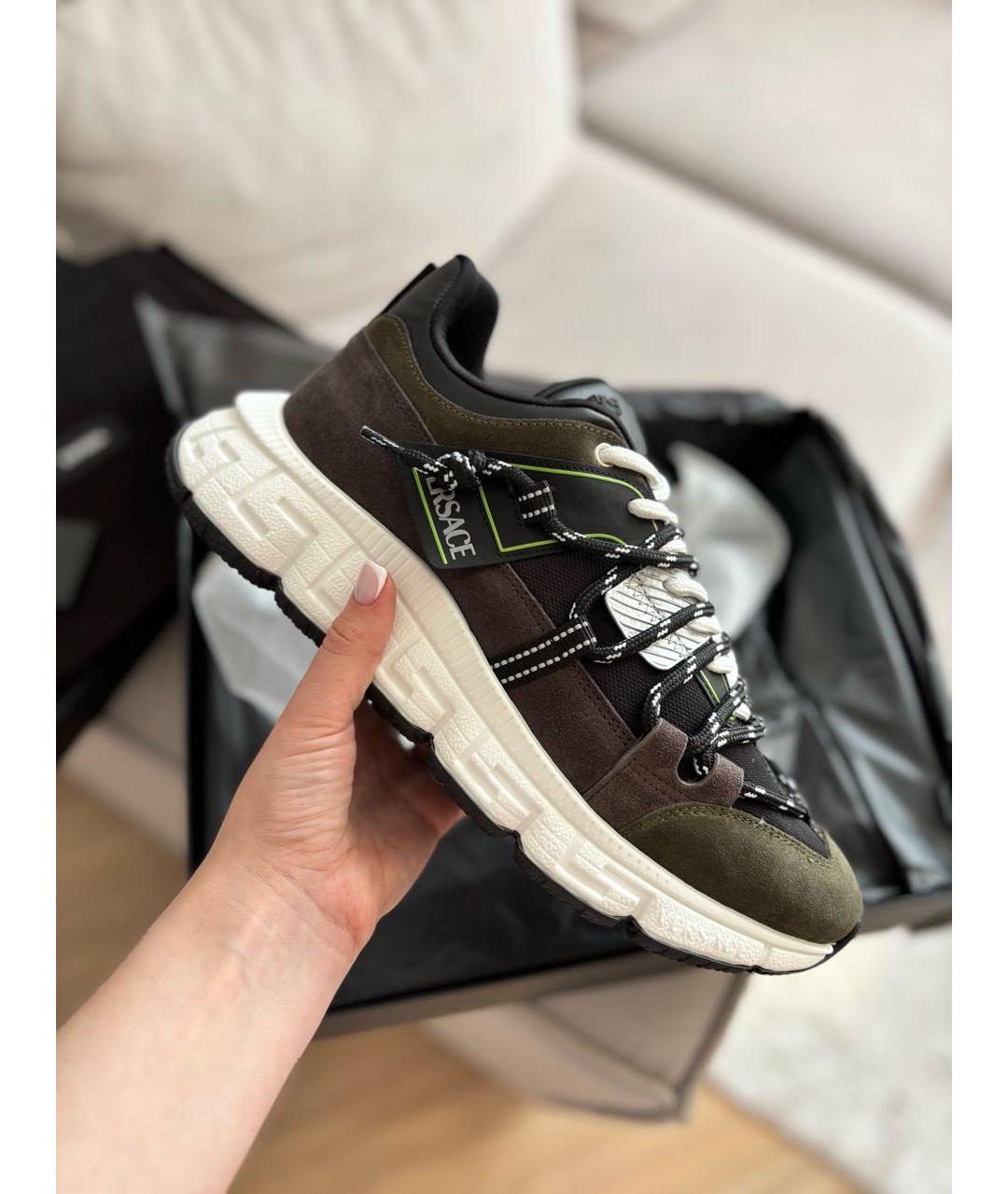 VERSACE Черные замшевые низкие кроссовки / кеды, фото 9