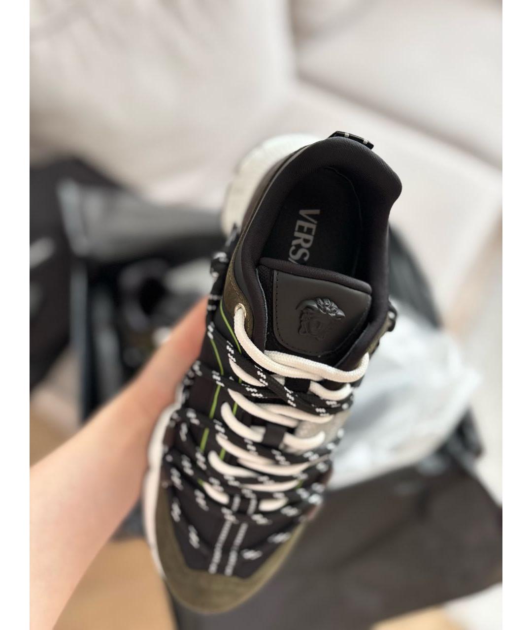 VERSACE Черные замшевые низкие кроссовки / кеды, фото 4