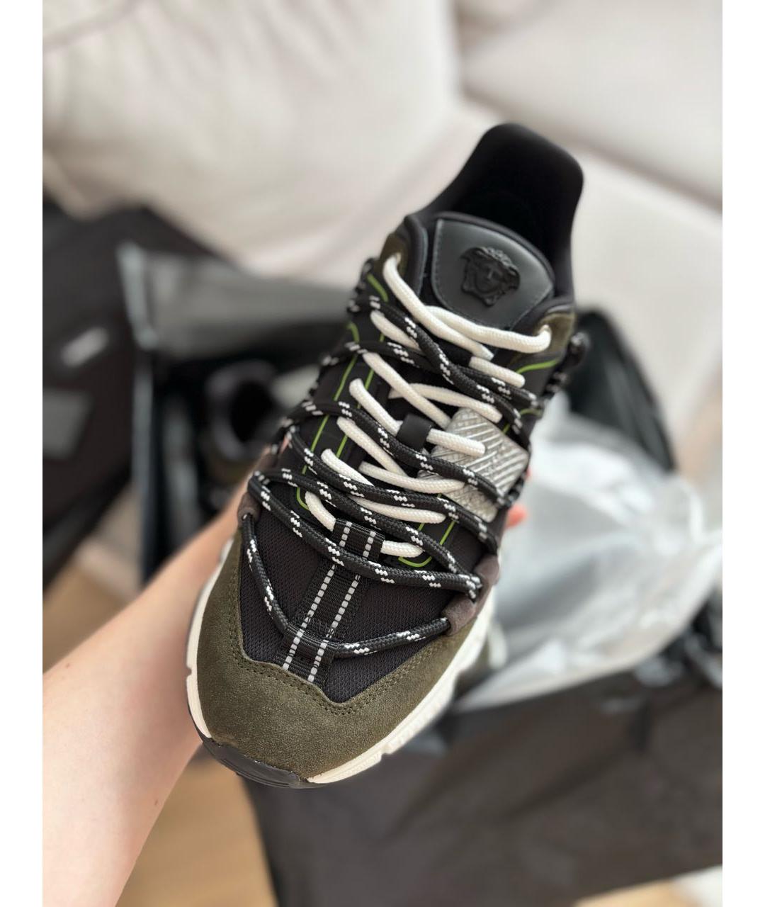 VERSACE Черные замшевые низкие кроссовки / кеды, фото 3