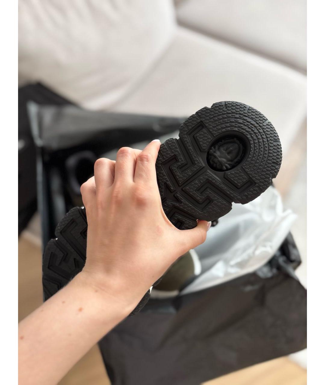 VERSACE Черные замшевые низкие кроссовки / кеды, фото 7