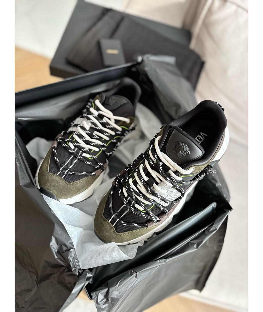 VERSACE Черные замшевые низкие кроссовки / кеды, фото 5