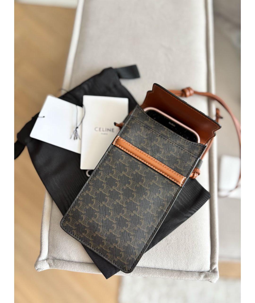 CELINE Коричневая кожаная сумка через плечо, фото 6