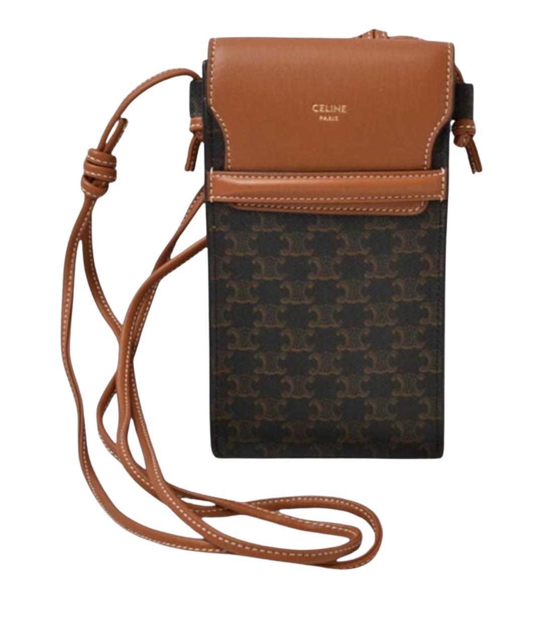 CELINE Коричневая кожаная сумка через плечо, фото 1