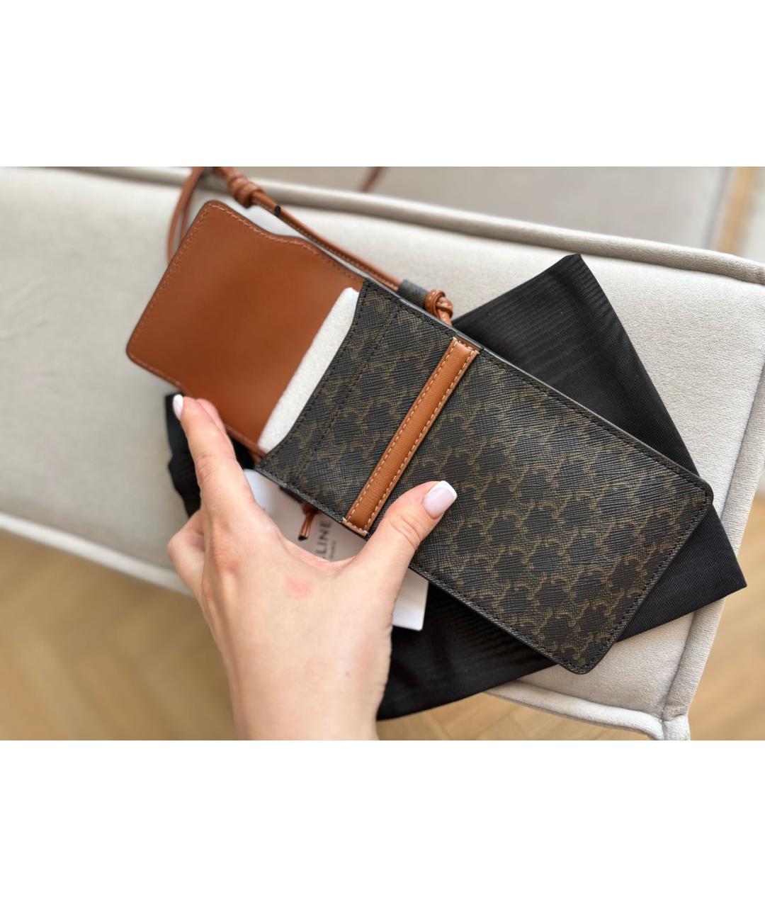 CELINE Коричневая кожаная сумка через плечо, фото 3