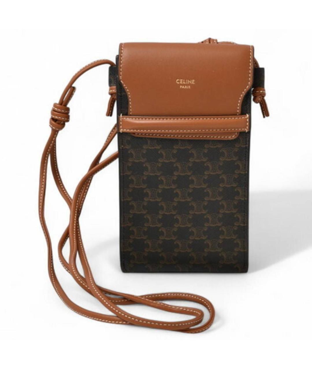 CELINE Коричневая кожаная сумка через плечо, фото 9