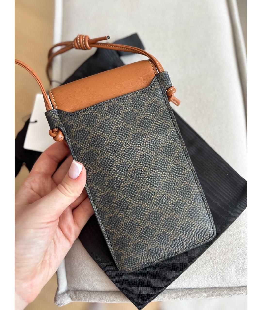 CELINE Коричневая кожаная сумка через плечо, фото 7