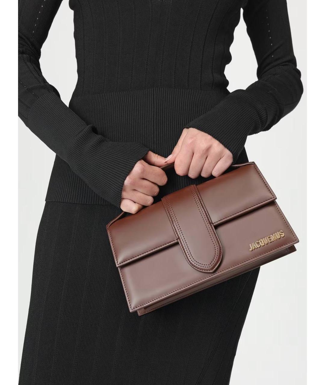 JACQUEMUS Коричневая кожаная сумка через плечо, фото 3