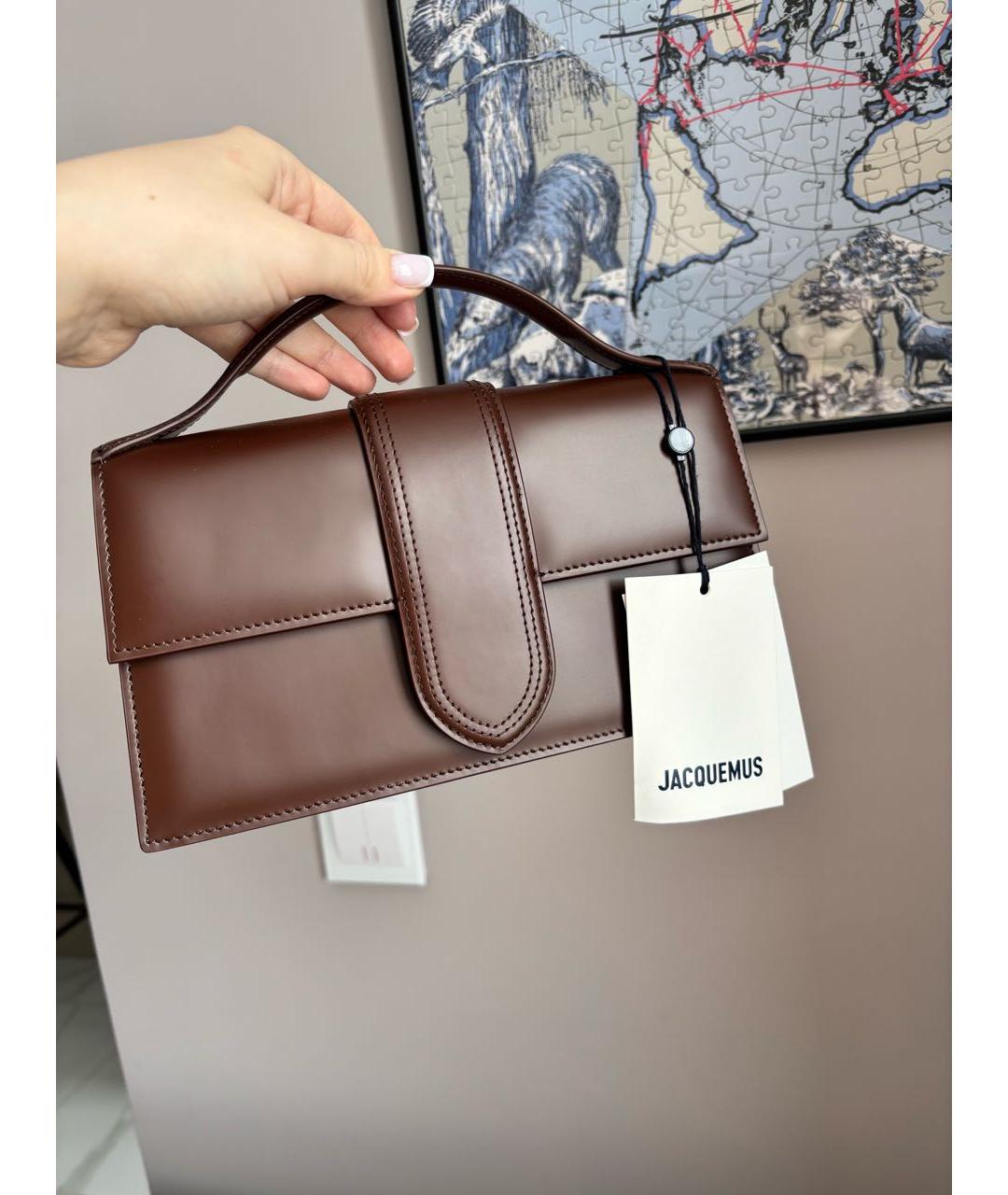 JACQUEMUS Коричневая кожаная сумка через плечо, фото 5