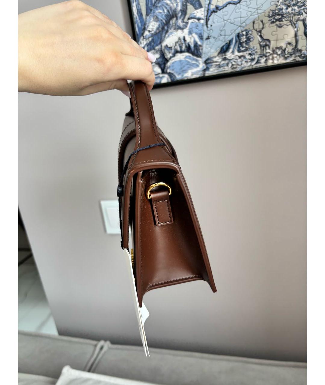 JACQUEMUS Коричневая кожаная сумка через плечо, фото 7