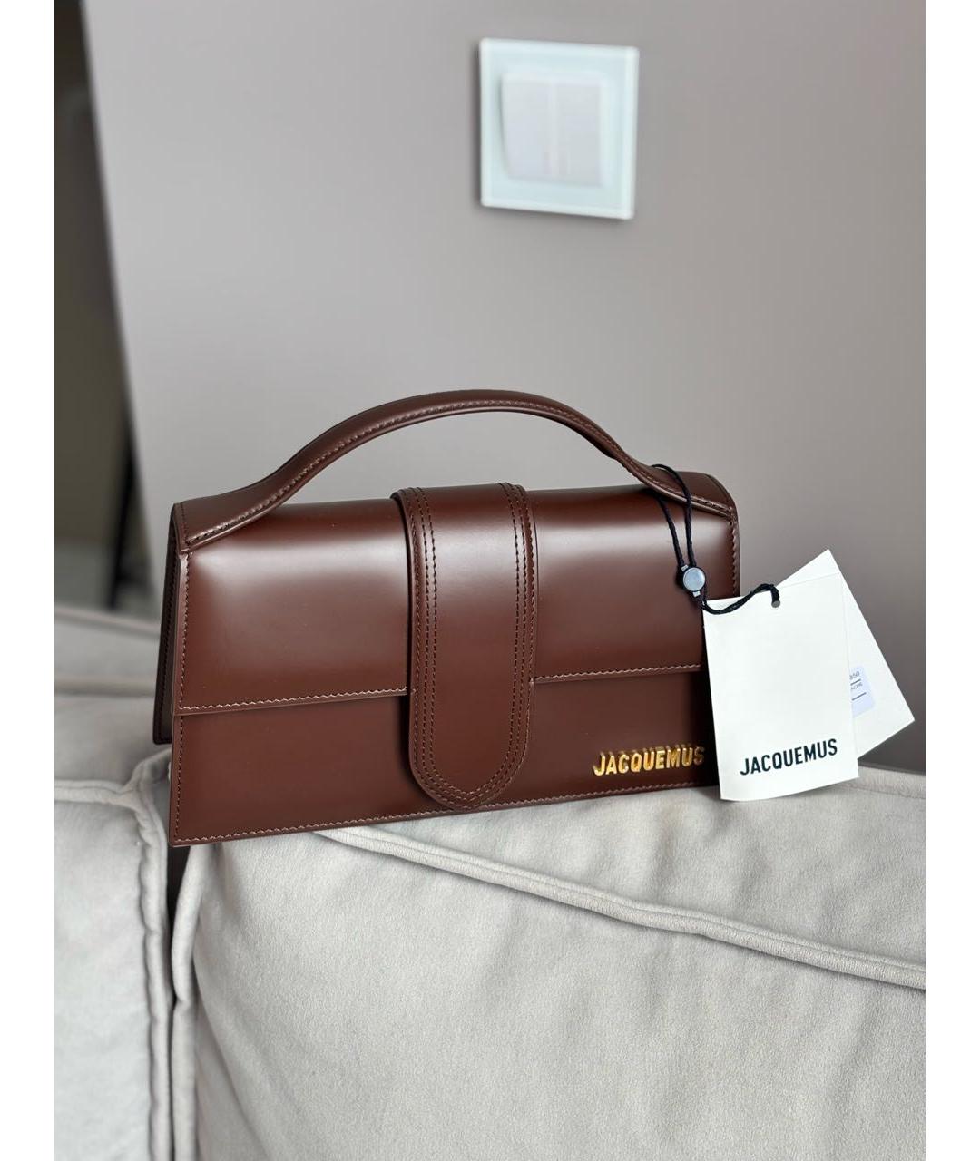 JACQUEMUS Коричневая кожаная сумка через плечо, фото 4