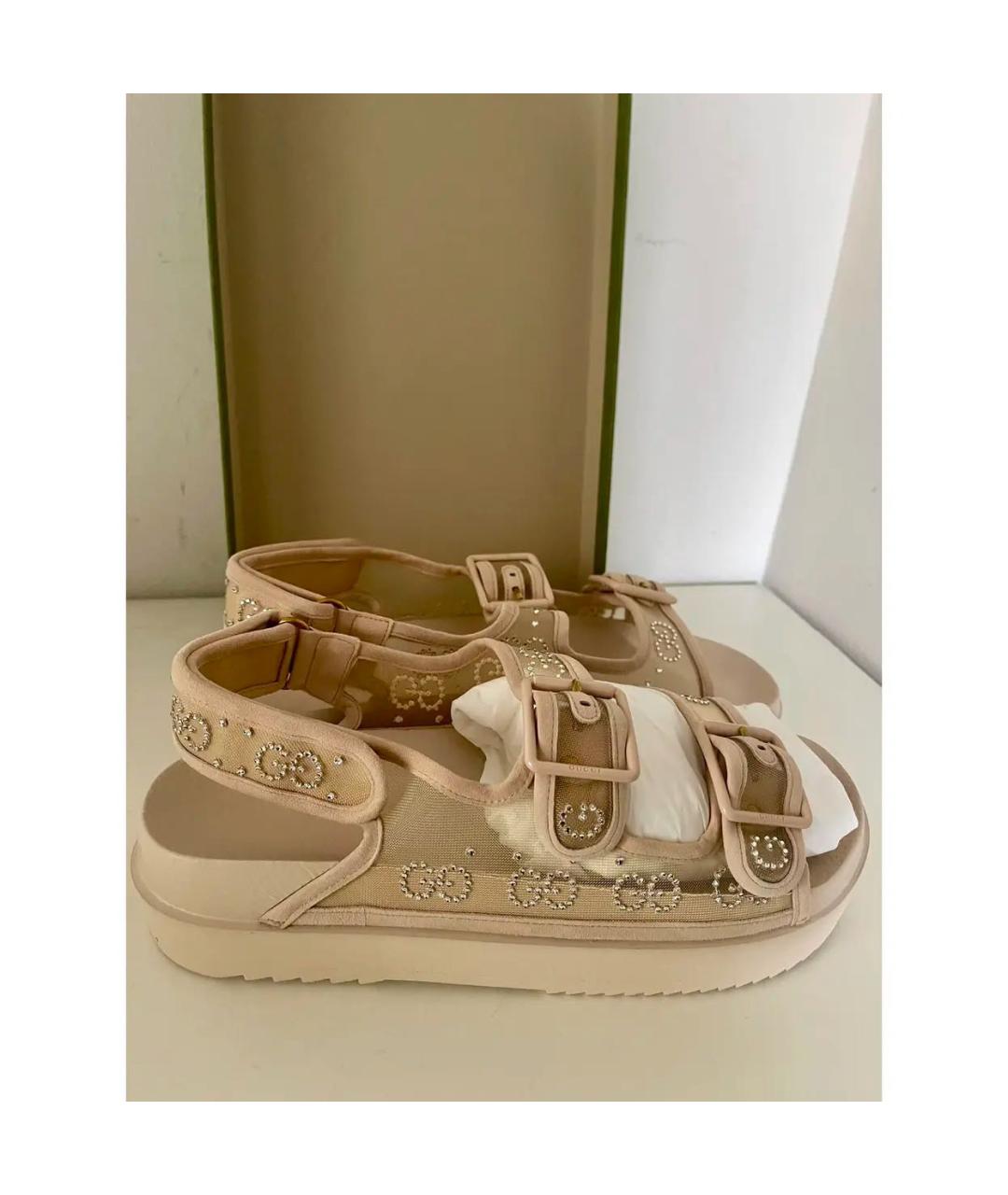GUCCI Бежевые сандалии, фото 7