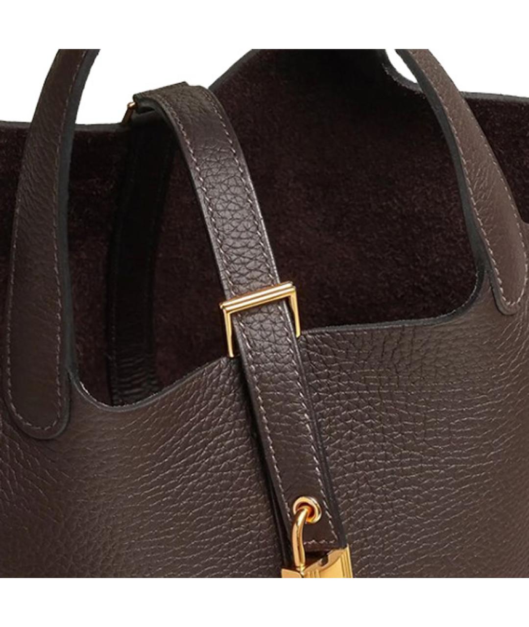 HERMES Коричневая кожаная сумка через плечо, фото 5