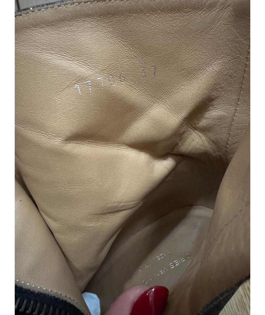 DRIES VAN NOTEN Черные кожаные ботильоны, фото 6