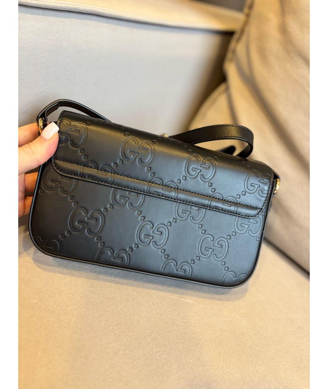 GUCCI Черная кожаная сумка через плечо, фото 4