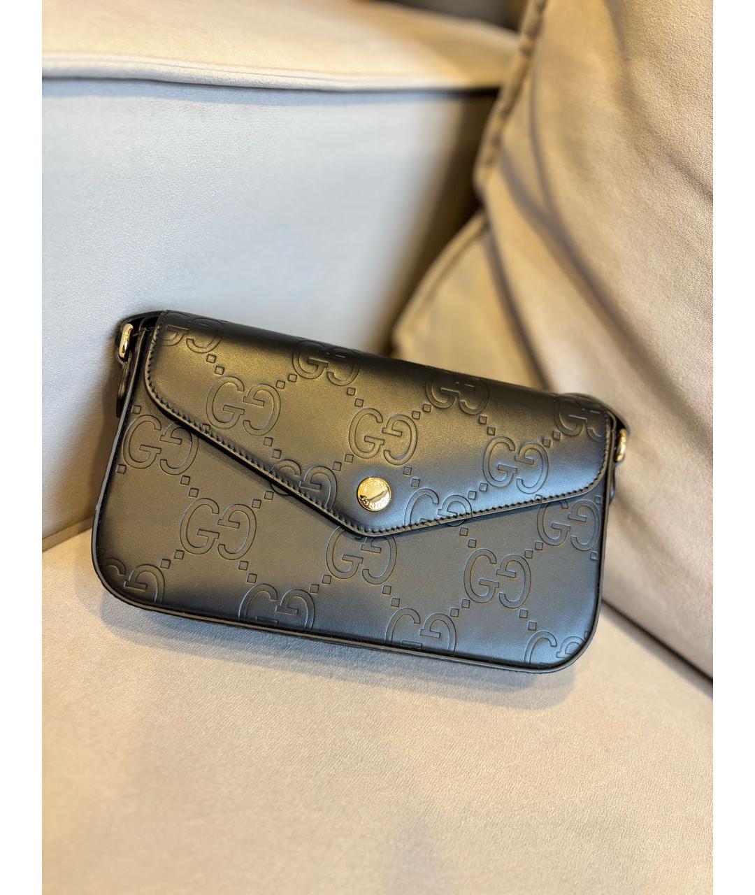 GUCCI Черная кожаная сумка через плечо, фото 9