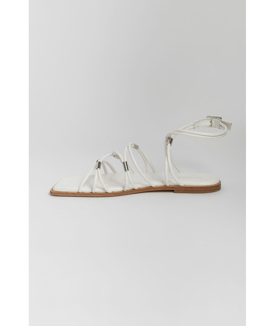 VIC MATIE Белые кожаные сандалии, фото 6