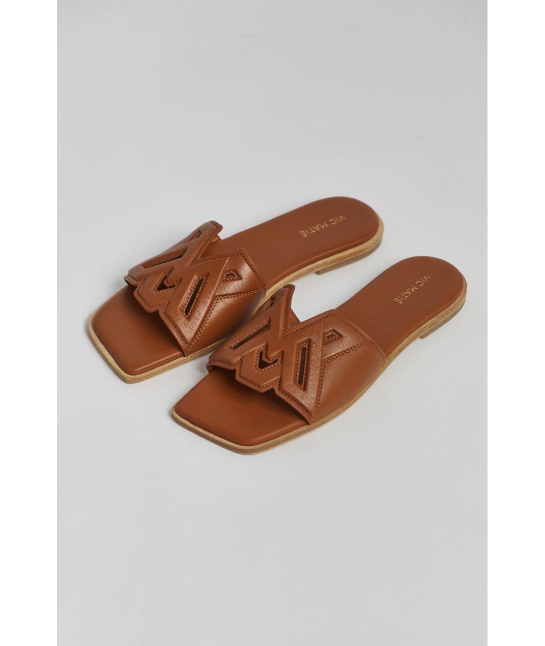 VIC MATIE Коричневые кожаные шлепанцы, фото 2