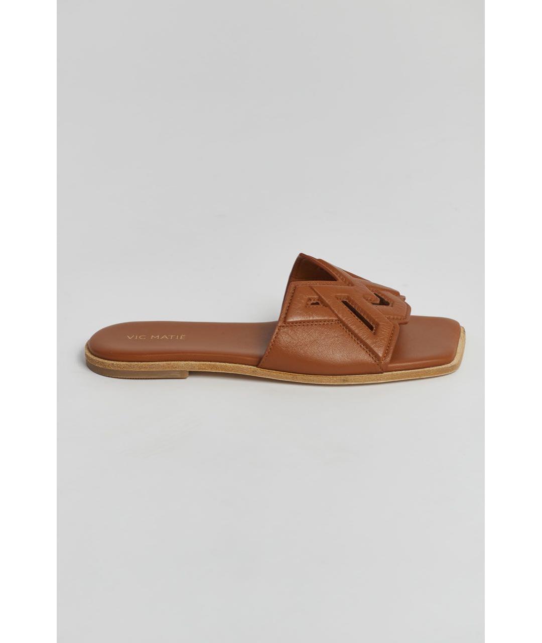 VIC MATIE Коричневые кожаные шлепанцы, фото 7