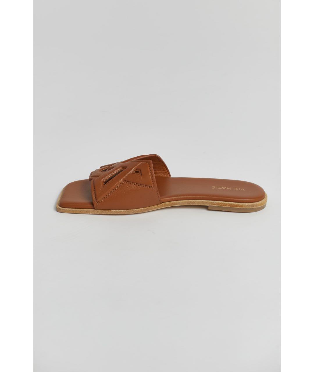VIC MATIE Коричневые кожаные шлепанцы, фото 5