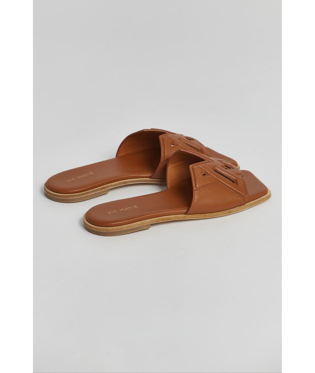 VIC MATIE Коричневые кожаные шлепанцы, фото 4