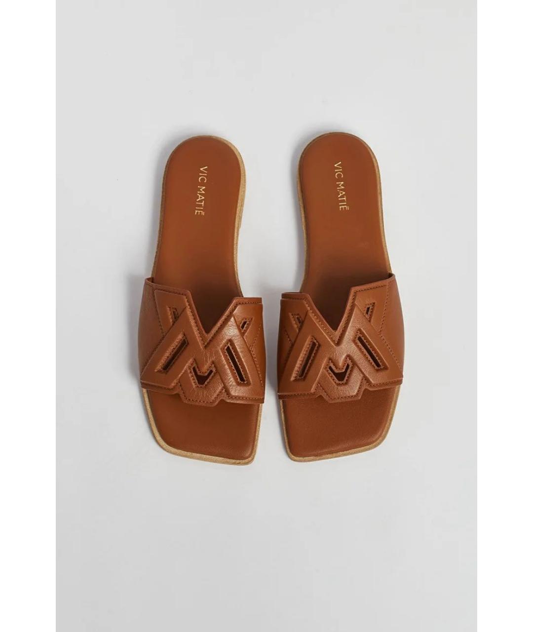 VIC MATIE Коричневые кожаные шлепанцы, фото 3