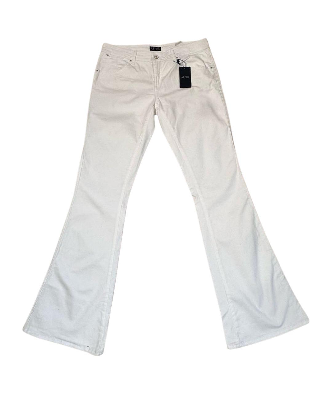 ARMANI JEANS Белые хлопко-эластановые джинсы клеш, фото 1