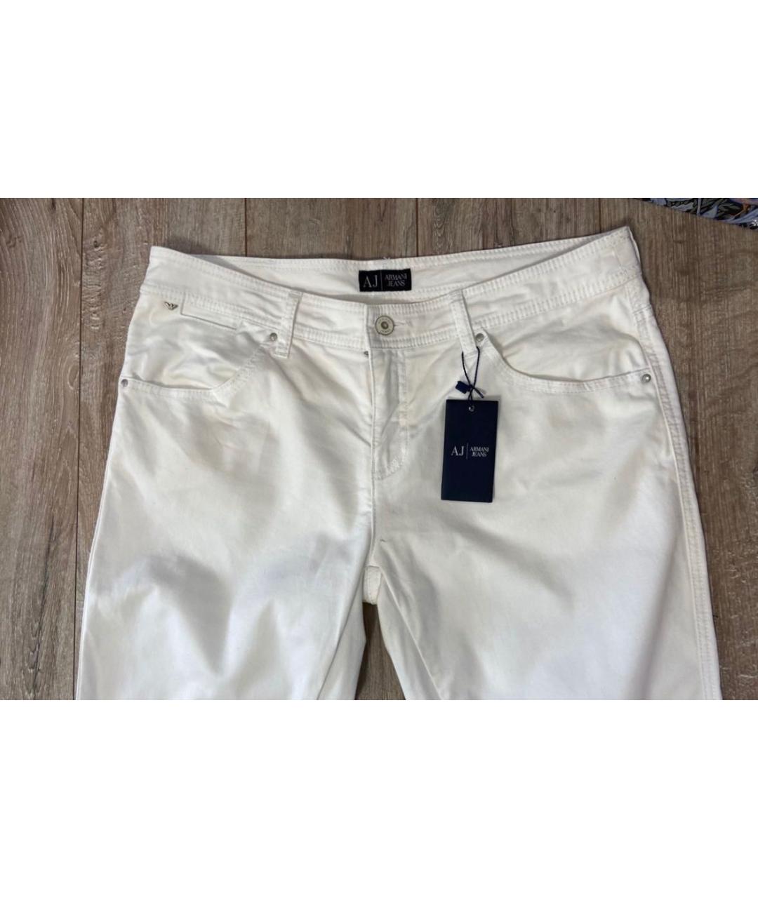 ARMANI JEANS Белые хлопко-эластановые джинсы клеш, фото 3