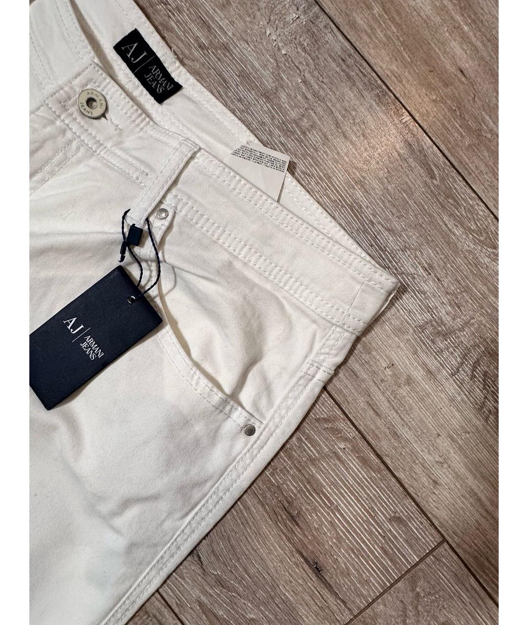 ARMANI JEANS Белые хлопко-эластановые джинсы клеш, фото 4