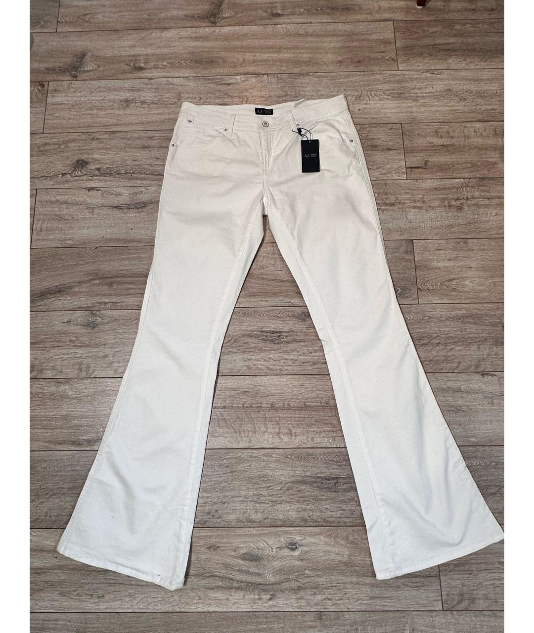 ARMANI JEANS Белые хлопко-эластановые джинсы клеш, фото 5