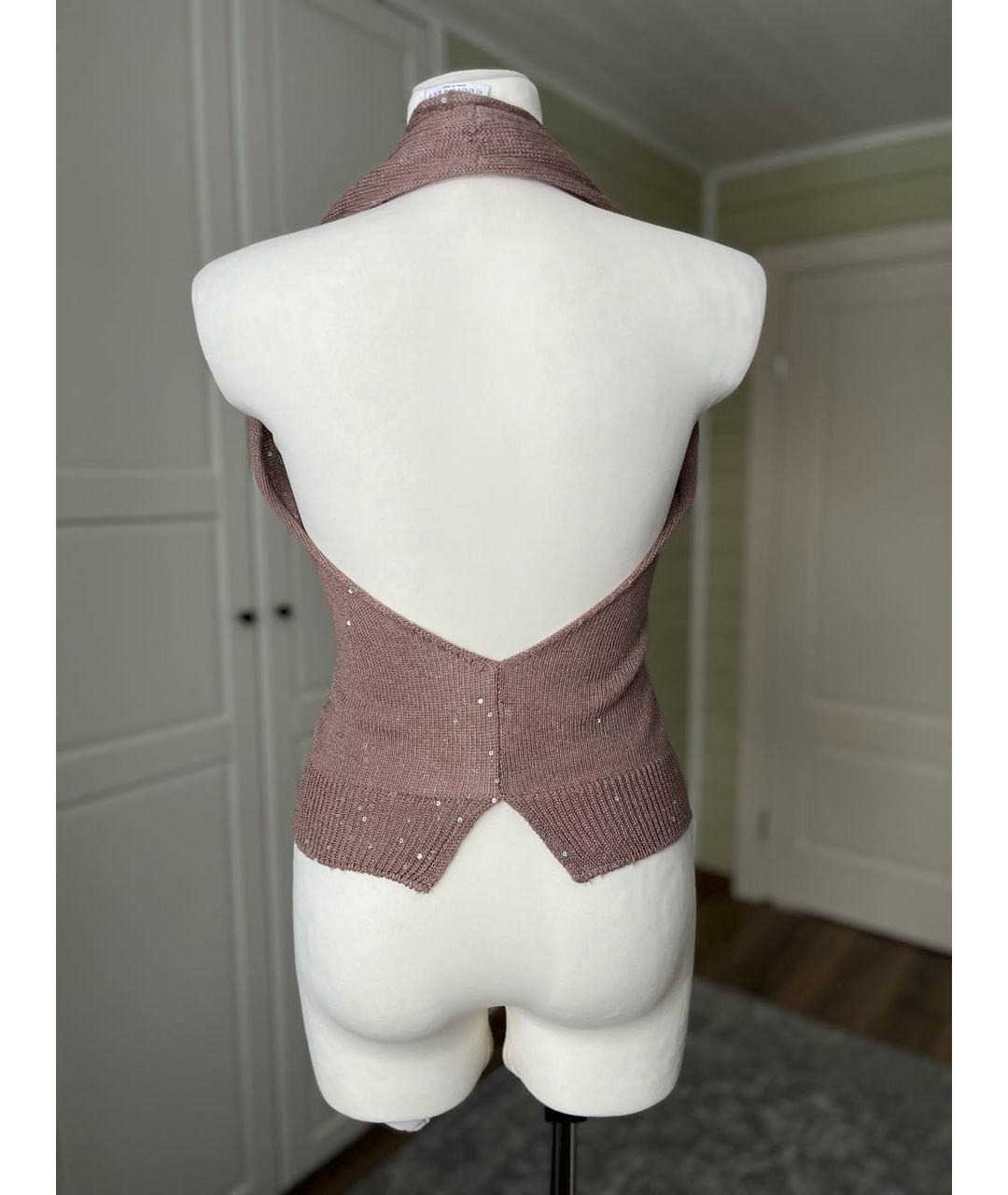 BRUNELLO CUCINELLI Коричневая льняная жилетка, фото 4