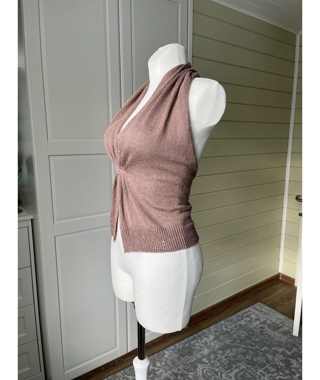 BRUNELLO CUCINELLI Коричневая льняная жилетка, фото 3