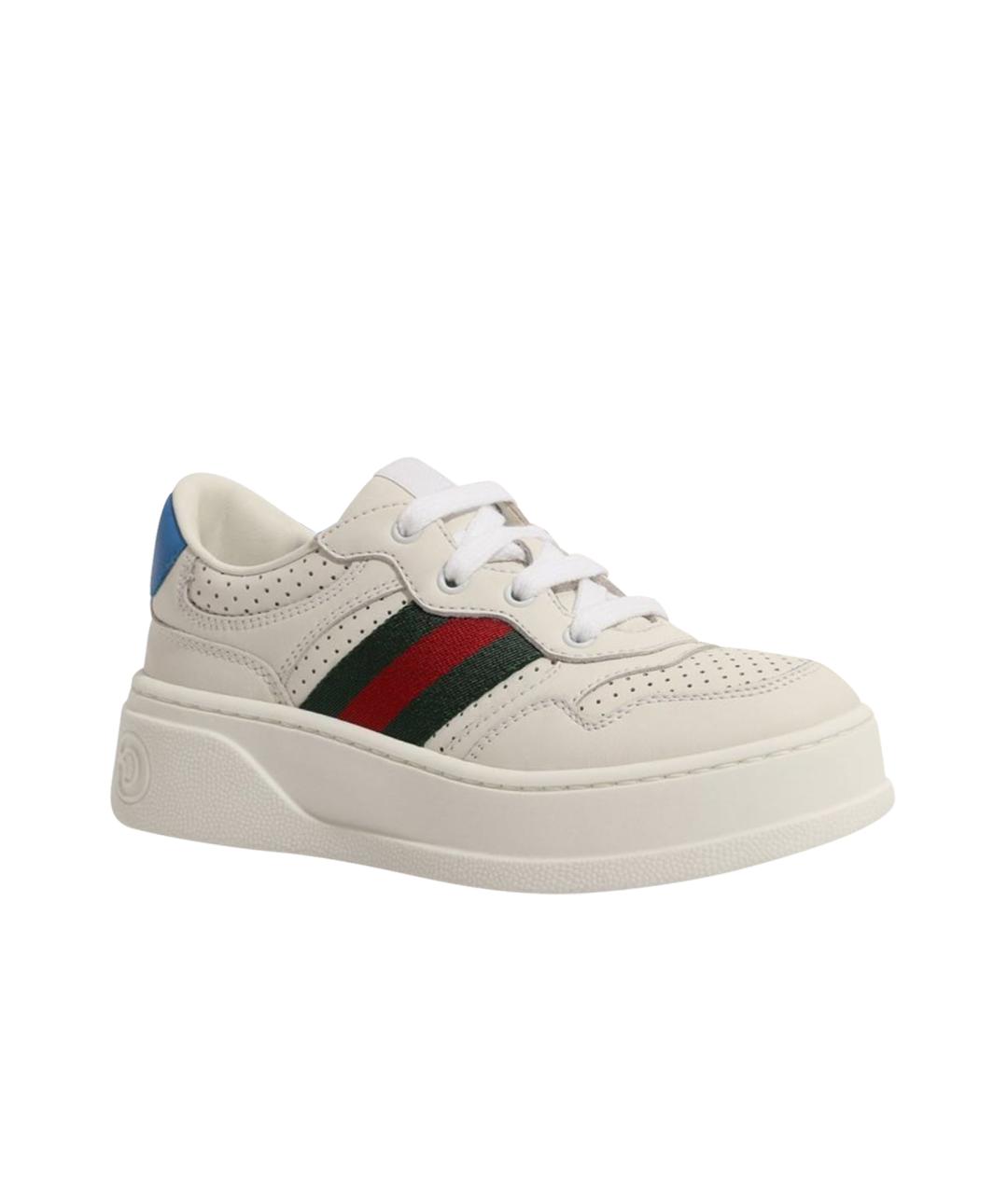 GUCCI Белые кожаные низкие кроссовки / кеды, фото 1