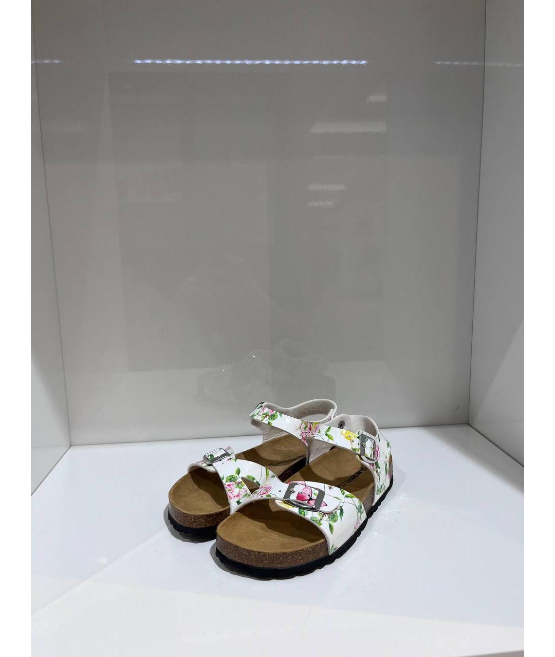 MONNALISA Белые кожаные сандалии и шлепанцы, фото 3