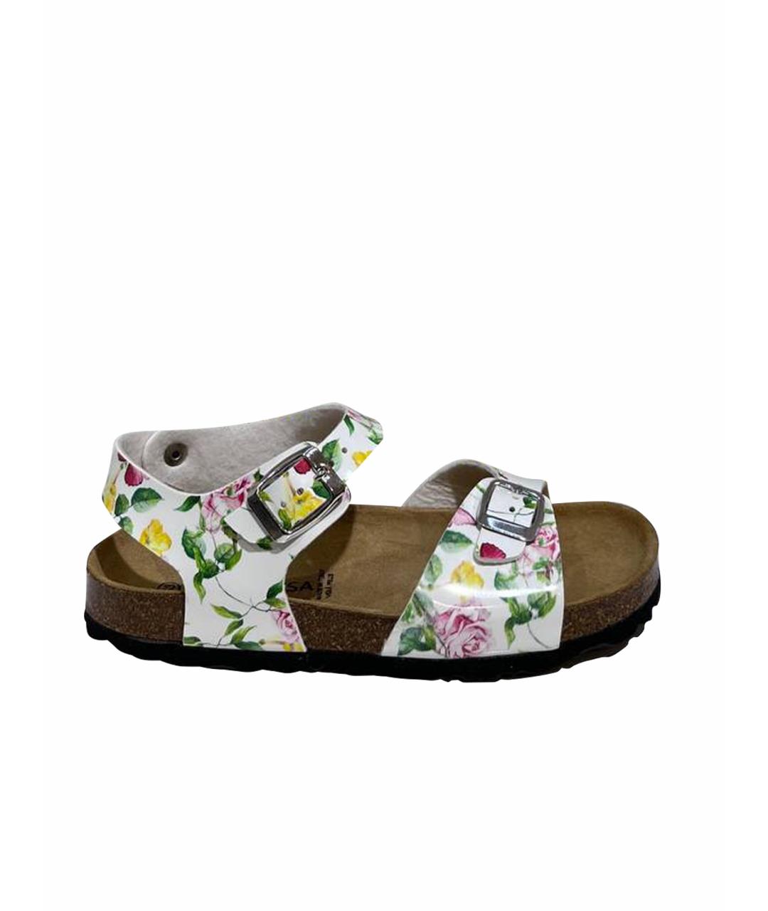 MONNALISA Белые кожаные сандалии и шлепанцы, фото 1