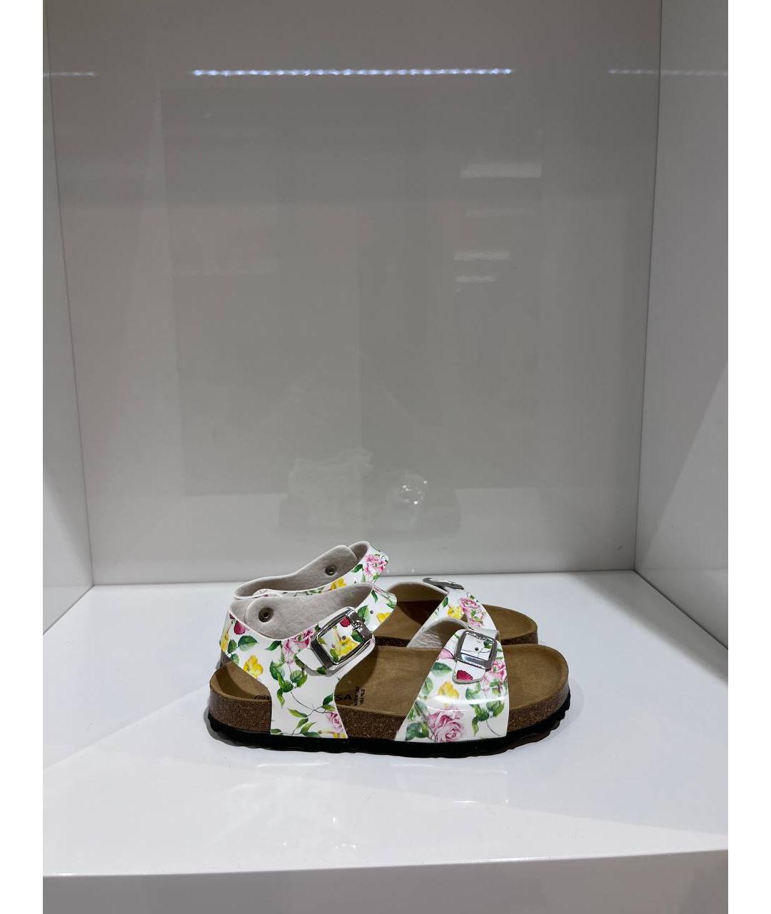 MONNALISA Белые кожаные сандалии и шлепанцы, фото 4