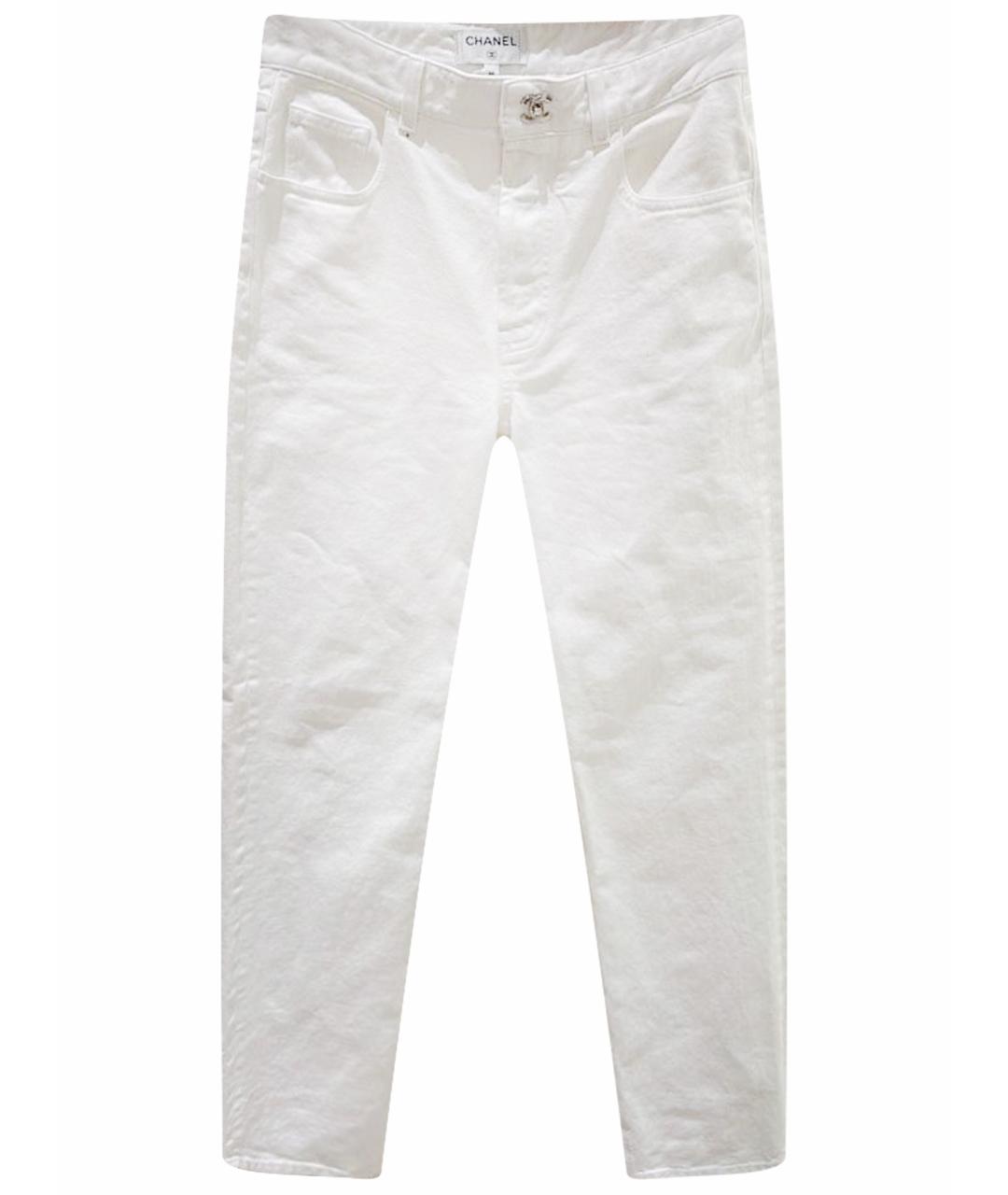 CHANEL Белые хлопковые прямые джинсы, фото 1