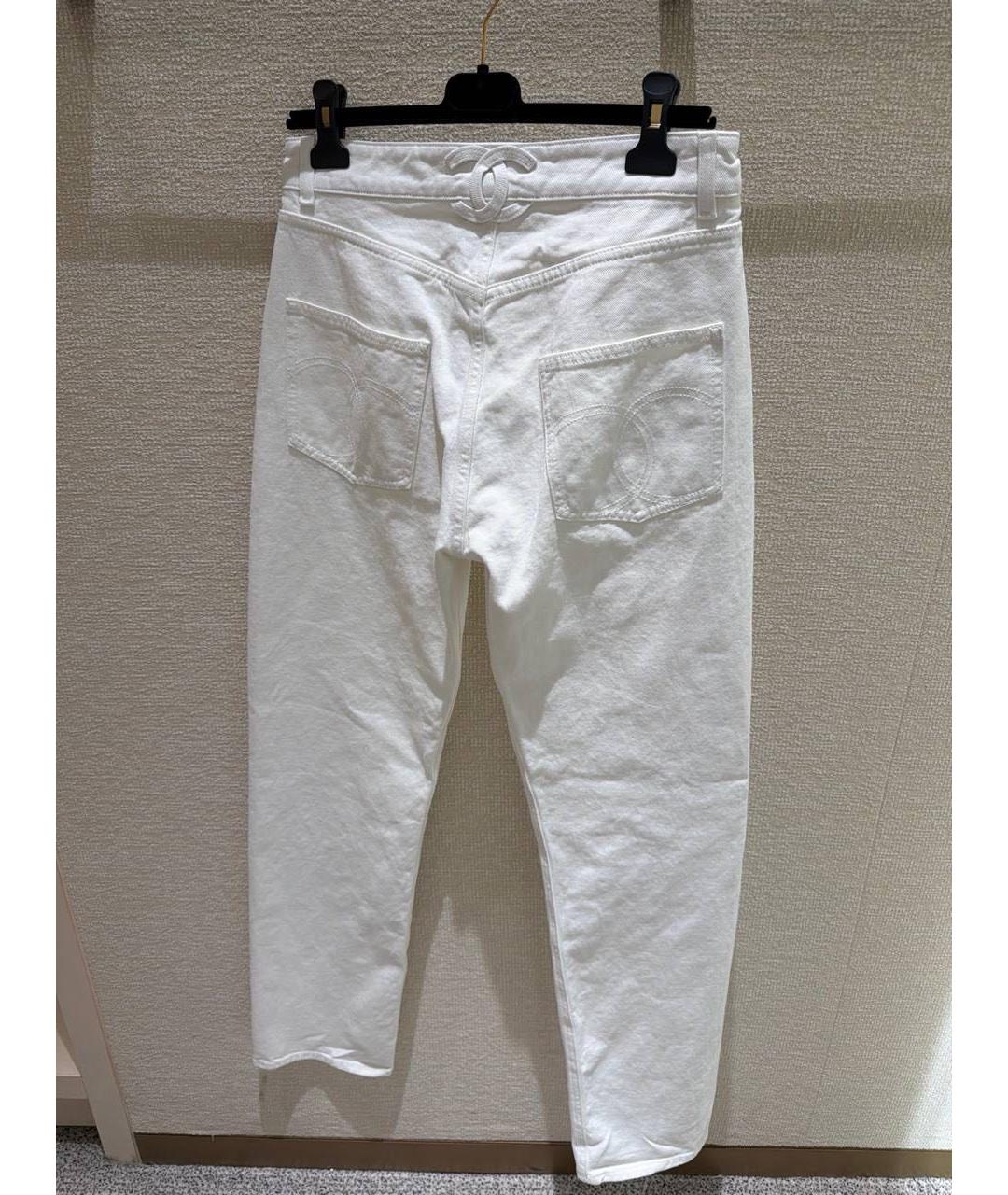 CHANEL Белые хлопковые прямые джинсы, фото 2