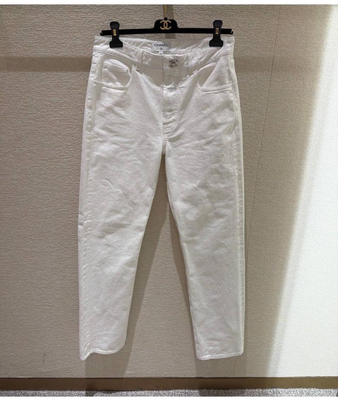 CHANEL Белые хлопковые прямые джинсы, фото 3