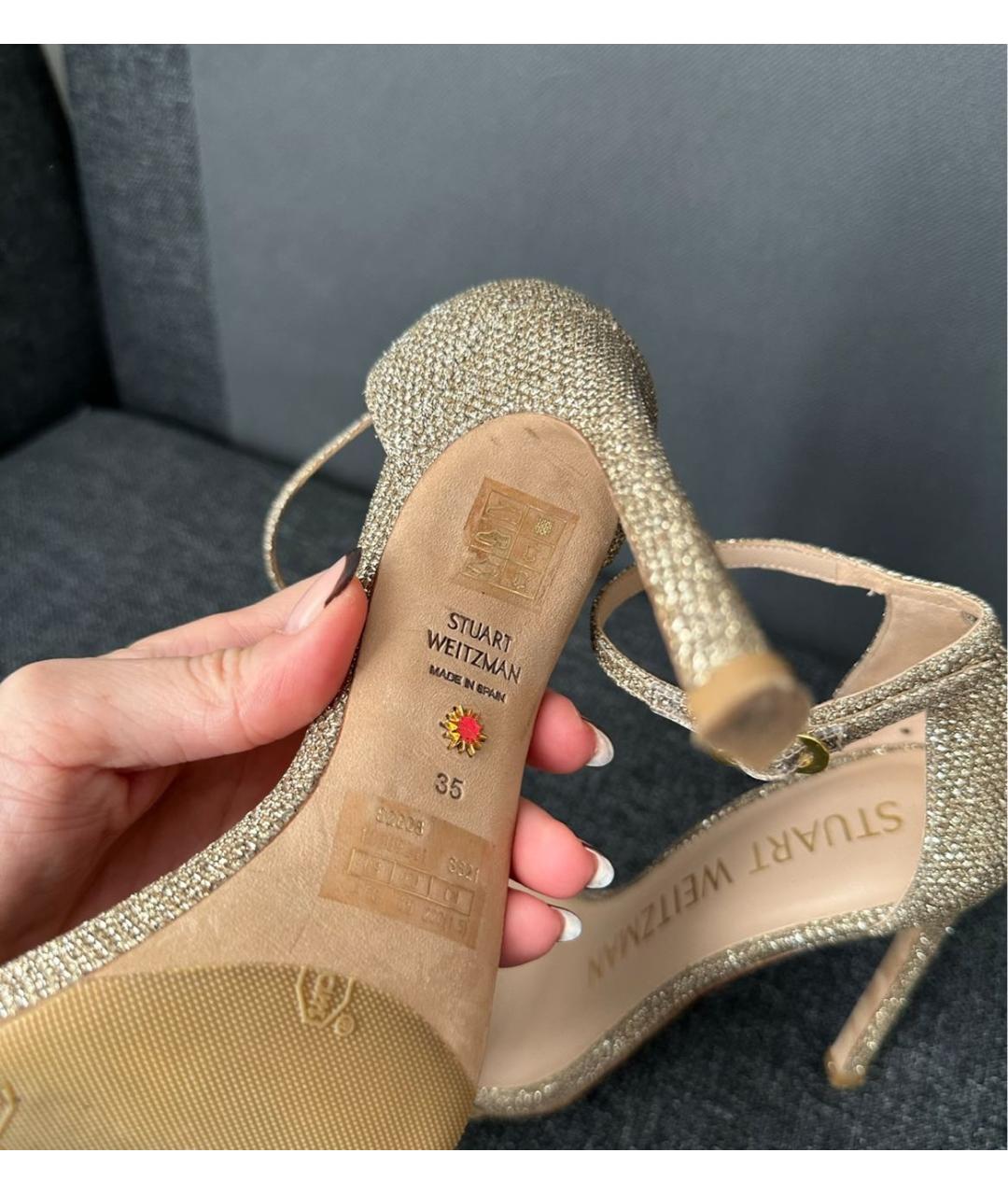STUART WEITZMAN Золотые босоножки, фото 5